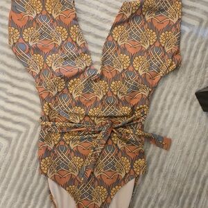 Albion Women's One-Piece Swimsuit in Orange, Yellow, Blue